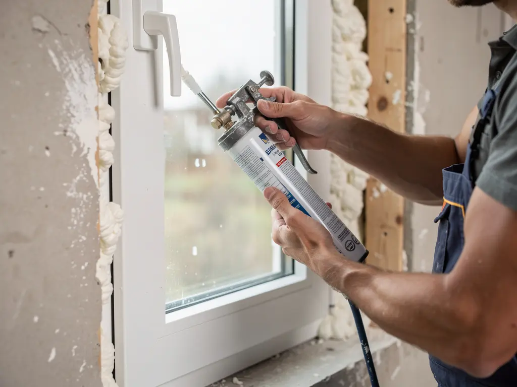 Pose d'une fenêtre PVC double vitrage en rénovation sur une maison