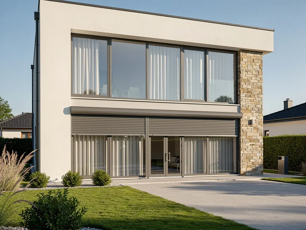 Fenêtres triple vitrage et volet roulant posés sur un pavillon récent